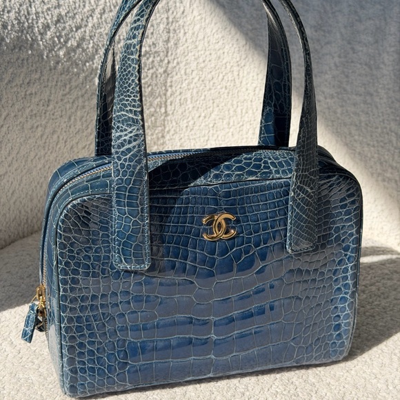 CHANEL Handbags - Chanel Blue Crocodile Handbag - Excellent Condition